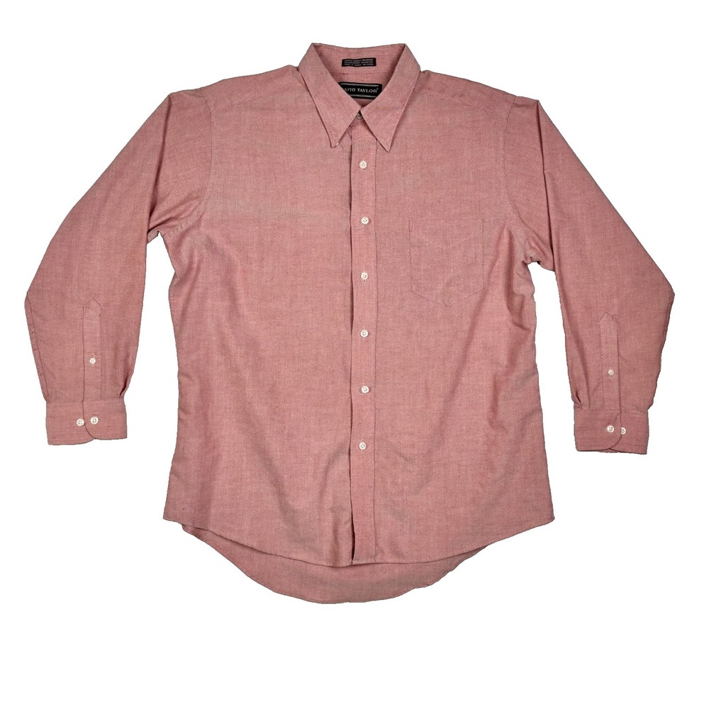 David Taylor Men's 16.5 32/33 Red Salmon Long Sleeve Button Up Dress Shirt